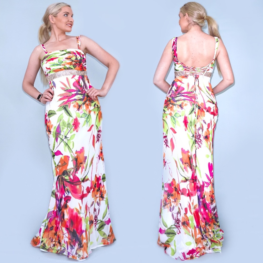 Cache Long Floral Evening Gown Garden Party Dress